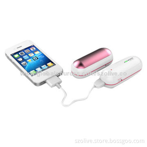 Small Mobile Phone Chargers with Hand Warmer Function, 2,200mAh Capacity